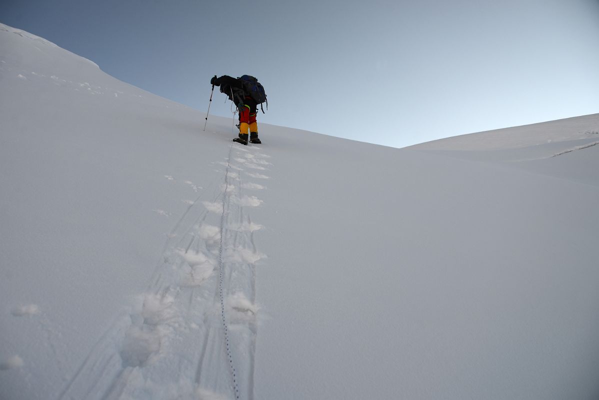 10 Climbing Sherpa Lal Singh Tamang Waiting For Me To Climb The Snow Slope From Lhakpa Ri Camp I Towards The Summit 